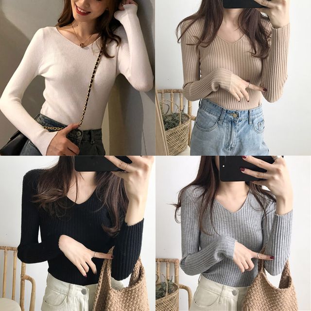 골지 브이넥티셔츠 SD-200968