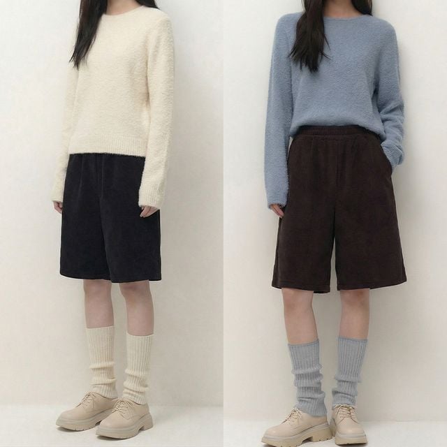 융털기모 코듀로이 A라인 버뮤다팬츠 JEB-1006520