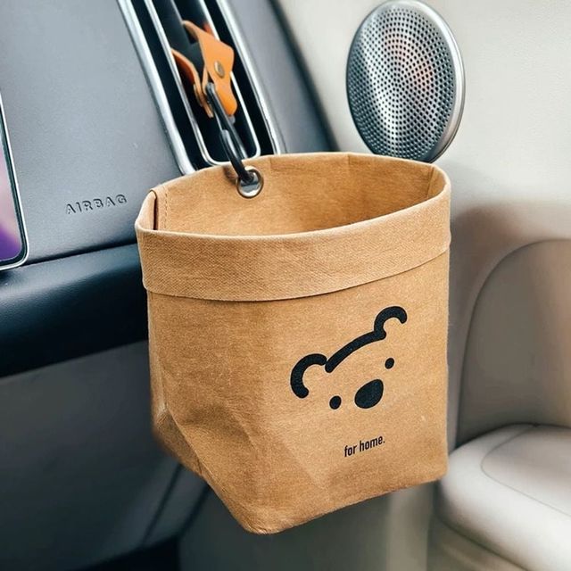 귀여운 곰돌이 차량용 수납 파우치 다용도 접이식 정리함