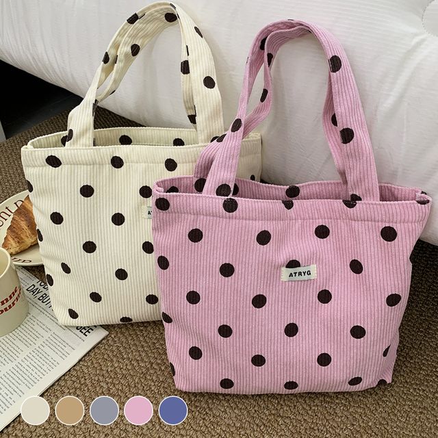 댓센 코듀로이 땡땡이 미니 토트백 SD-260111