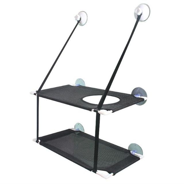 고양이 2단 해먹 흡착식 통풍 캣타워 창문용