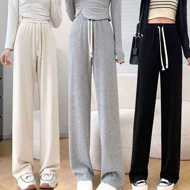 여성 일자핏 허리밴딩 골지 사계절 바지 URK-237