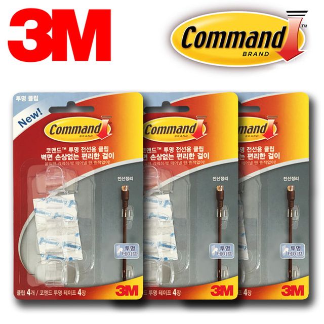 3M 투명 선정리 7mm 중형전선 클립 12P