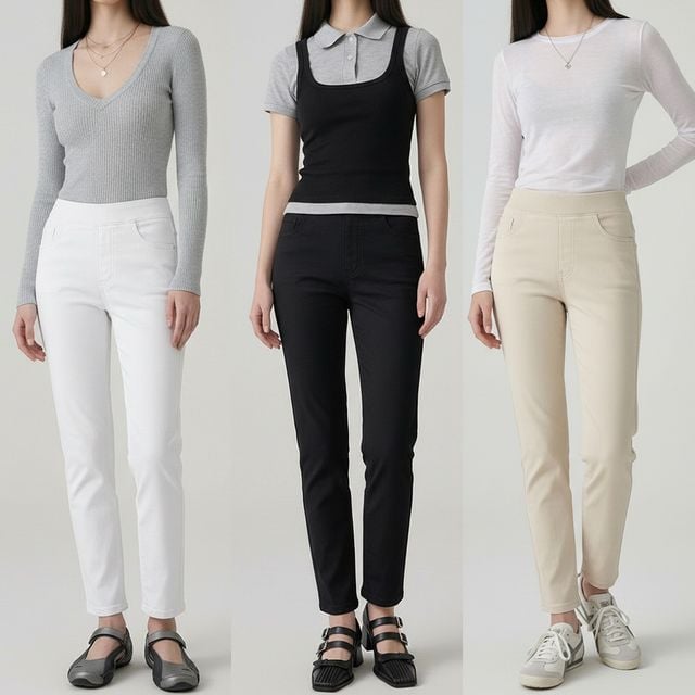 여성 허니 스판 밴딩 슬림 일자 팬츠 JEB-1007402