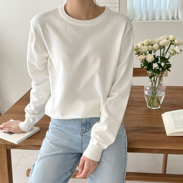 데이번 여자 캐시미어 라운드 니트티 SD-231011W