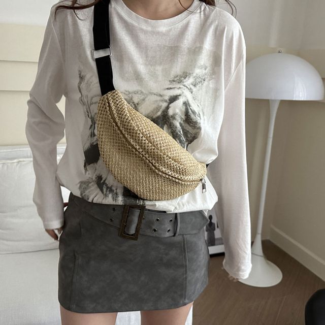 여행용 라탄 그물 힙색 메신저백 LM-1004195