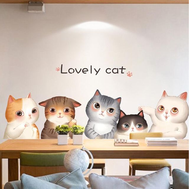 귀여운 창조적 인 스티커 고양이 벽지 장식 벽스티커