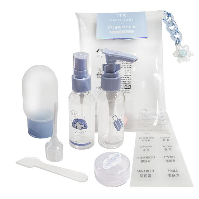 장만A618 여행용 화장품 소분 용기 세트 4in1 파우치 Huolang 만물선생 스프레이 펌프 세면용품