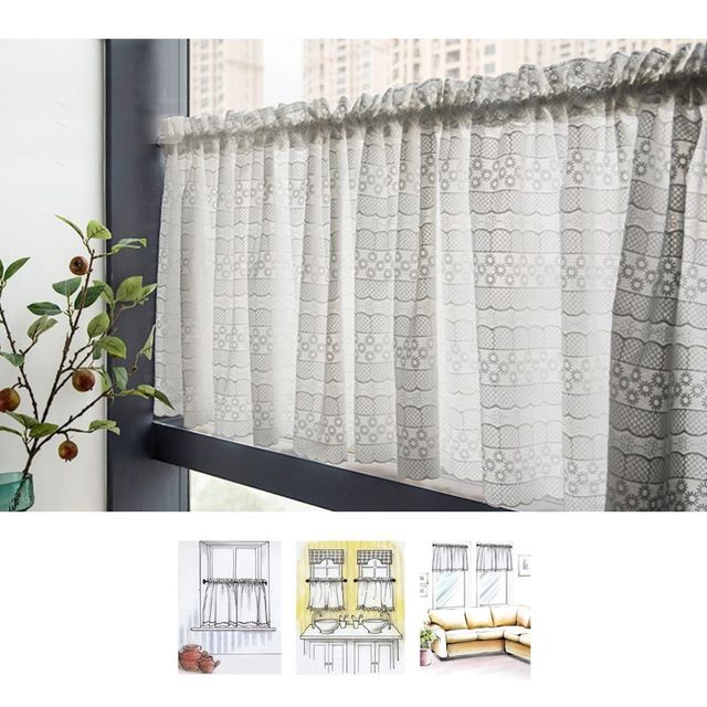 키밍 가리개 커튼 바란스 창문 가림막 압축봉 포함