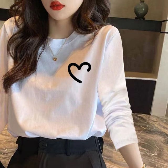 여성 라운드 긴팔 티셔츠 캐주얼 기본 이너 루즈핏 맨투맨