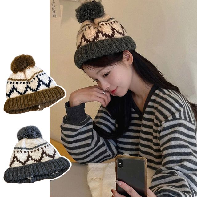 굵은짜임 빈티지 방울비니 ELM-220