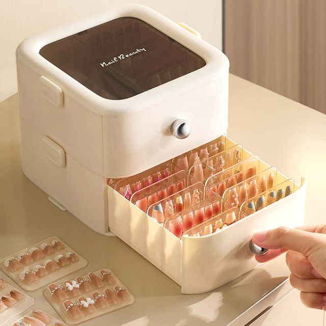 키밍 데스크 소품 보관함 2단 네일 정리함 보관함