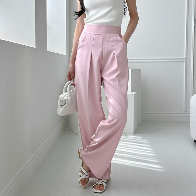 쉬인 폴리 원턱 반밴딩 슬랙스 SD-240506