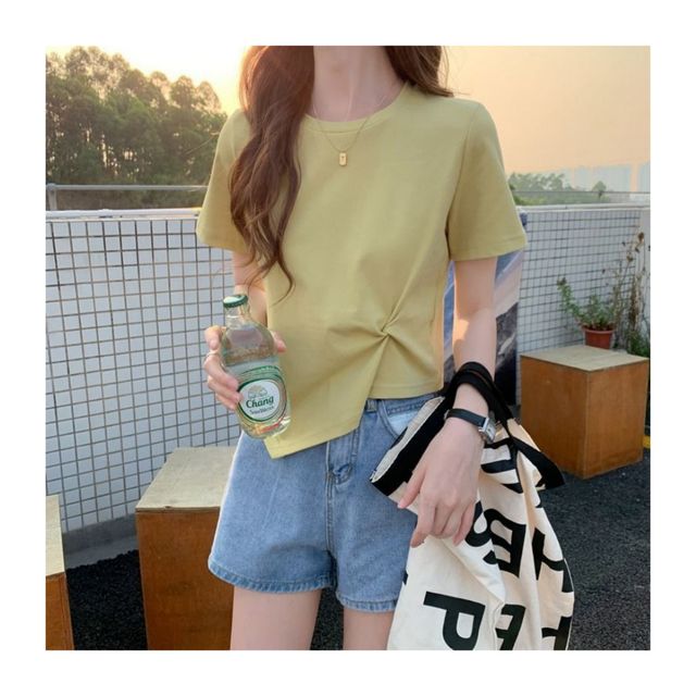 여성 셔링언발란스 라운드반팔티 UC-0109