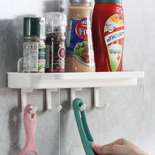 다용도 욕실 수납 선반 간편 설치 수건걸이