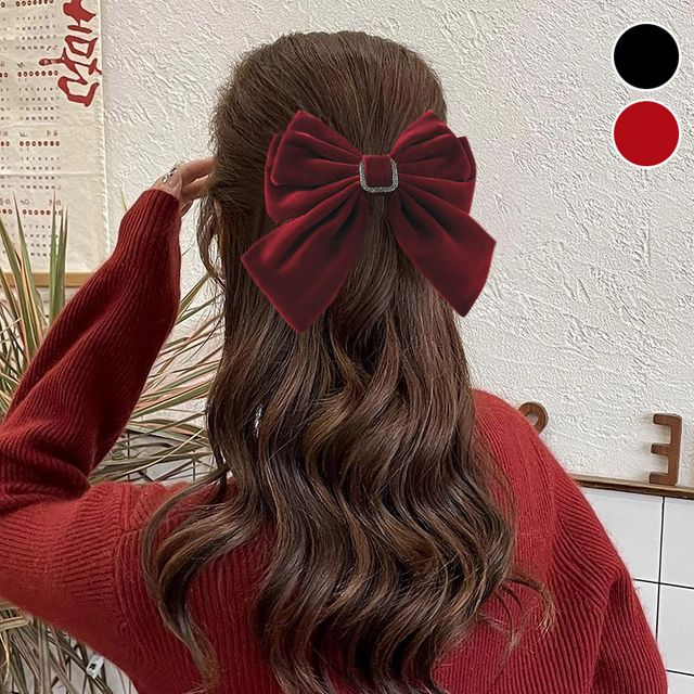 스퀘어큐빅 벨벳 리본 자동핀 ELH-092