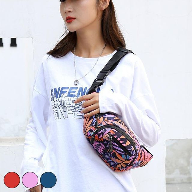 화사한 나뭇잎 패턴 힙색 URD-319