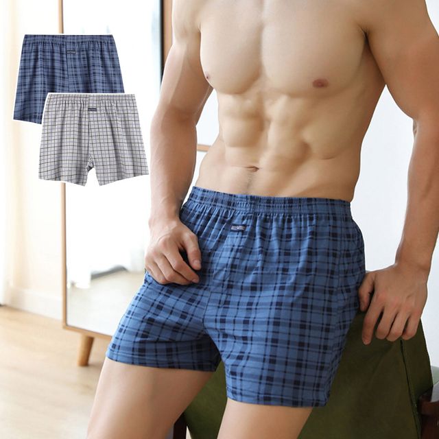 남자 체크 패턴 면 소재 트렁크 팬티 URK-1003605