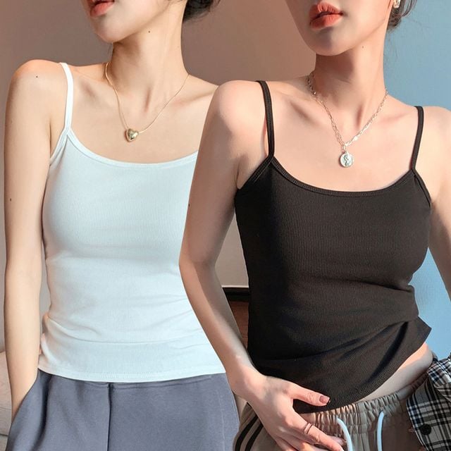 여성 신축성 슬림 골지 데일리 끈 나시 URK-1007078