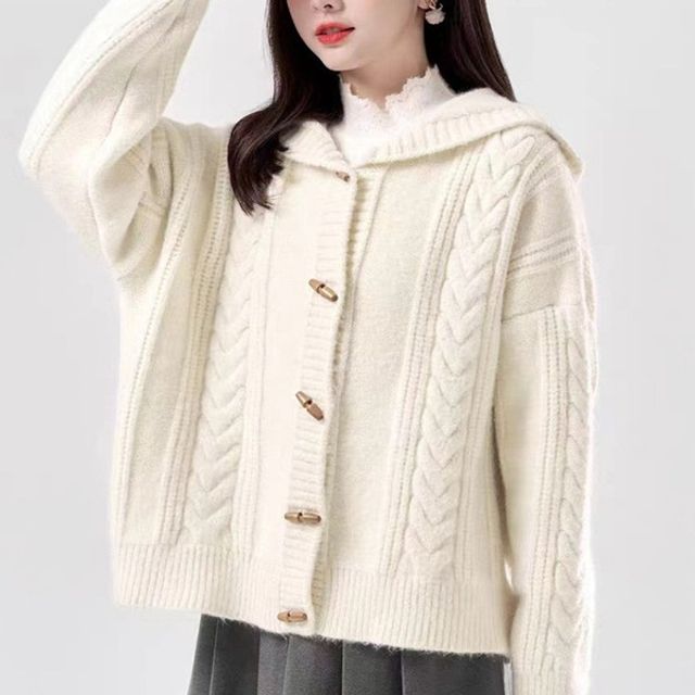 2컬러 떡뽁이 단추 꽤배기 후드 가디건 OSM-1006021