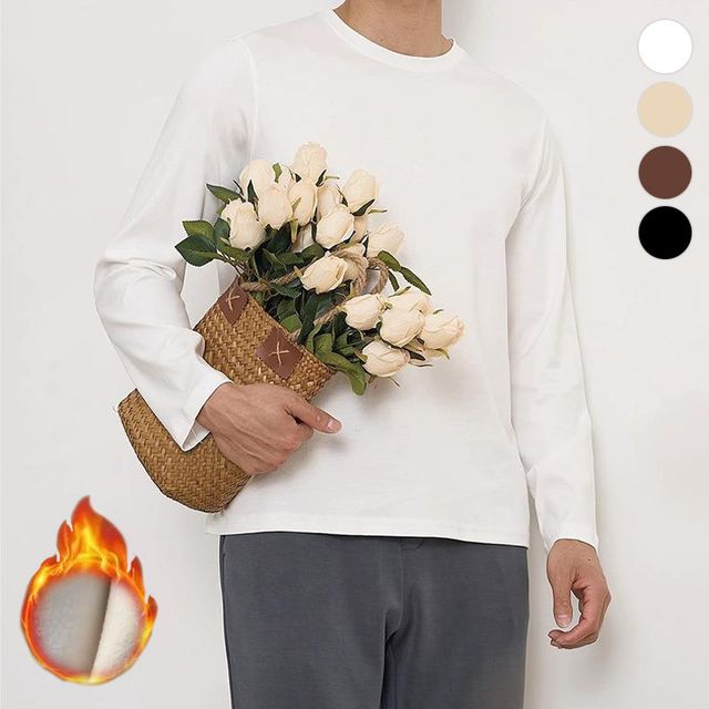 남성 무지 약기모 롱 슬리브 티셔츠 ELC-9020