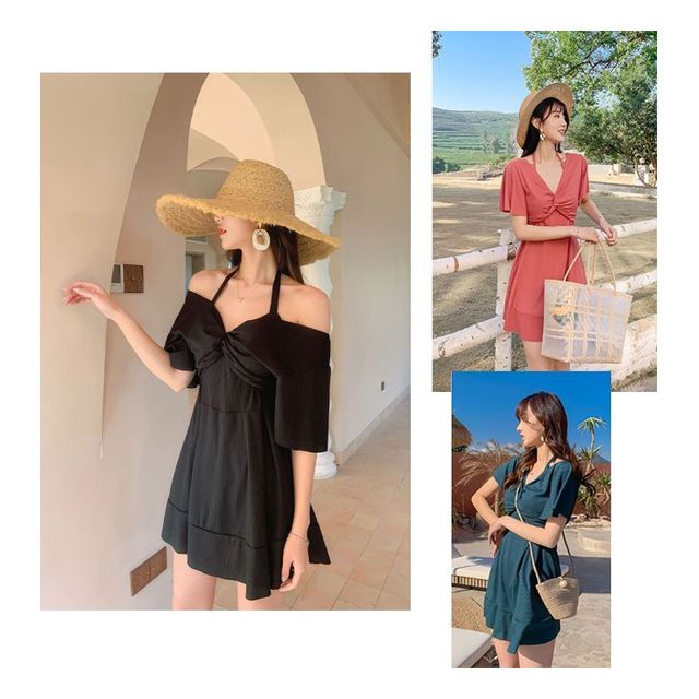 프릴 반팔 원피스 수영복 프리사이즈 수여슈트 밭팔