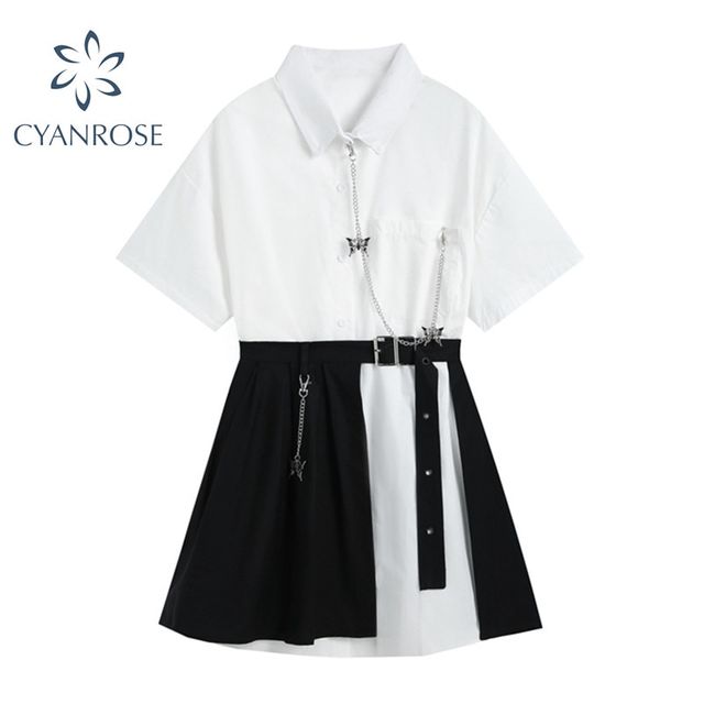 [해외] 빈티지 고딕 드레스 여성 흰색 짧은 소매 2021 높은