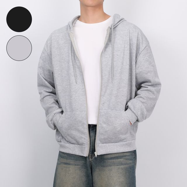 베이직 후드 집업 간절기 오버핏 남녀공용 스웻 셋업