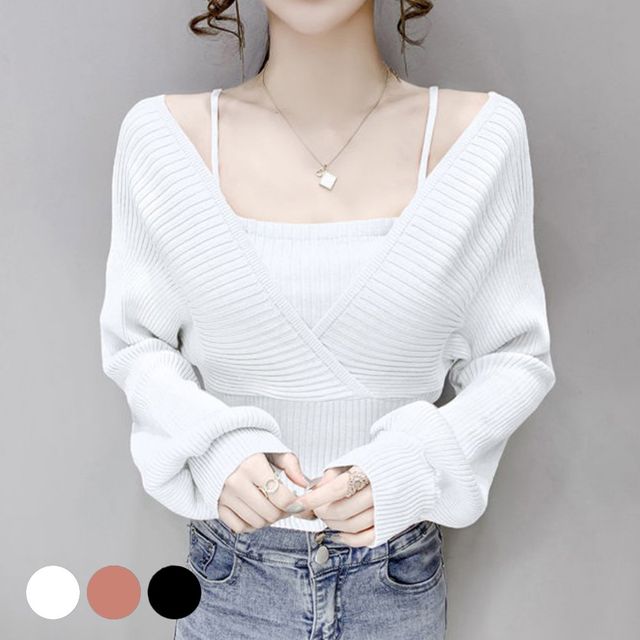 랩스타일 스퀘어 나시 일체형 퍼프 소매 티 URD-244