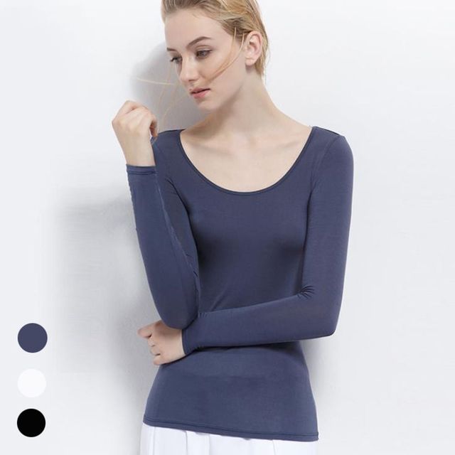 키밍 사계절 여성 모달 라운드넥 이너티셔츠