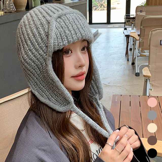 여자 겨울 니트 귀달이 귀여운 모자 URK-1004346