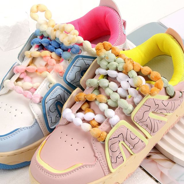 컬러 큐티 신발끈 3세트 슈즈끈 귀여운 신발장식 120cm