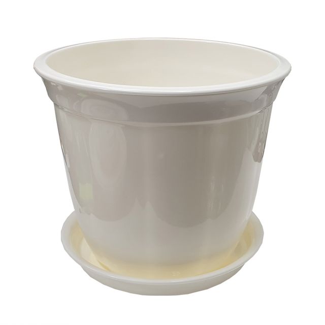 라인원형 백색 도자기느낌 플라스틱화분 6호