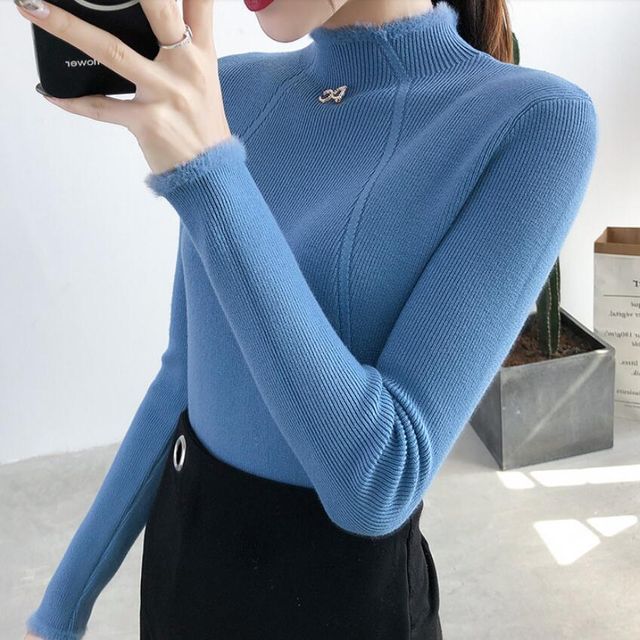 [해외] 여성 보온 니트 이너폴라 스웨터 목폴라 티셔츠