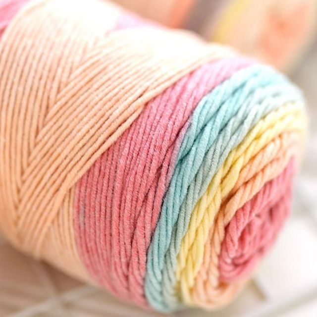 무지개 그라데이션 뜨개실 DIY 털실 200g 패키지