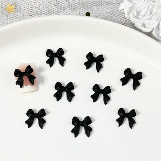 셀프 젤 네일 리본 파츠 블랙 화이트 네일재료 10개입