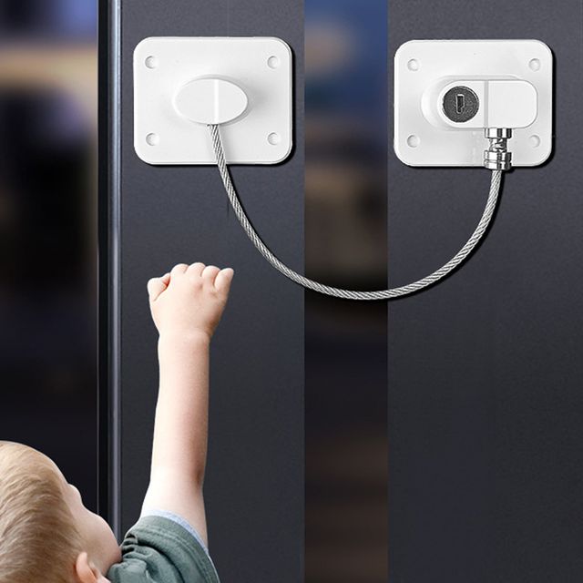 장만A609 와이어 도어락 열쇠식 안전락 보안 창문가구 문열림방지 가구문 열림 방지