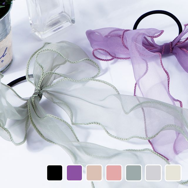 쉬폰 오간자 리본 끈 골프 스카프 머리끈