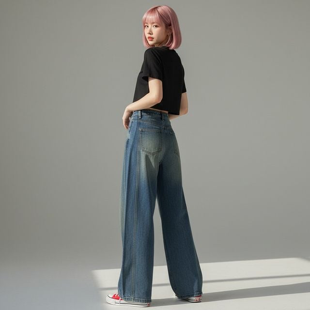 라르칼 밴딩 워싱 와이드 데님 청바지 SD-260304