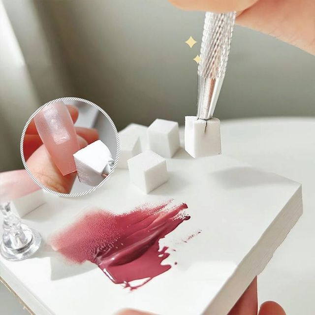 네일 아트 그라데이션 스펀지 100개 세트 및 집게 포함