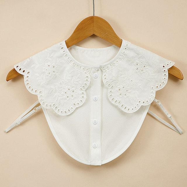 펀칭 자수 빅 페이크 카라 넥케이프 이너카라 빅카라