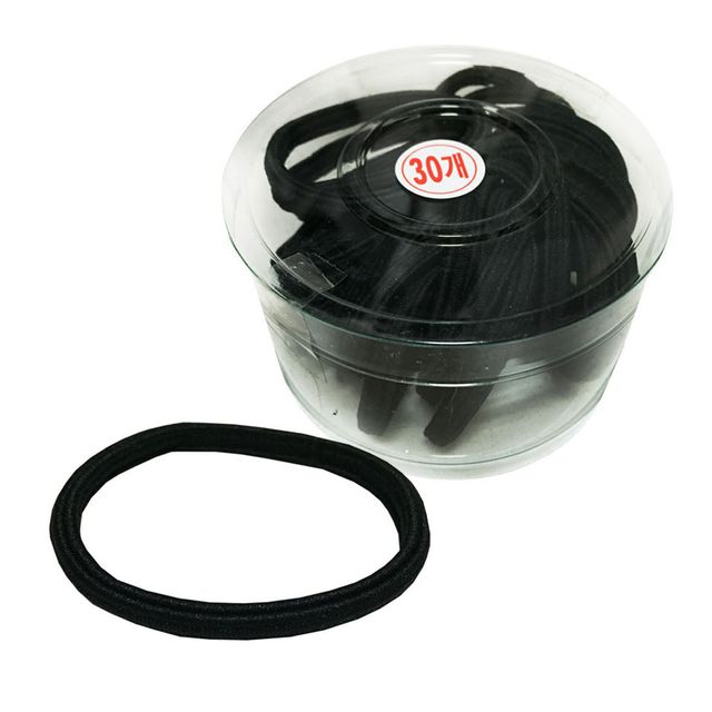 매듭없는 납작주름 검정고무줄 30P 코사지 헤어밴드