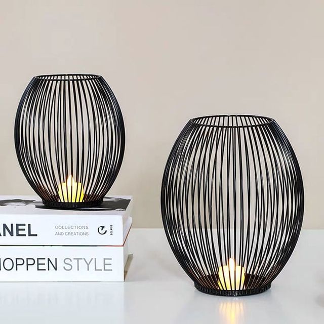 블랙 스틸 캔들 홀더 빈티지 인테리어 장식소품 중형