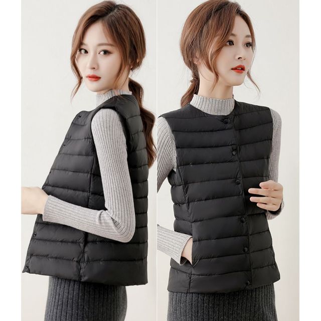 경량 방한 라운드넥 솜패딩 조끼 3종 컬러 베스트