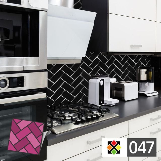 스티커타일 047 검정갈매기벽돌 DIY 타일시트지