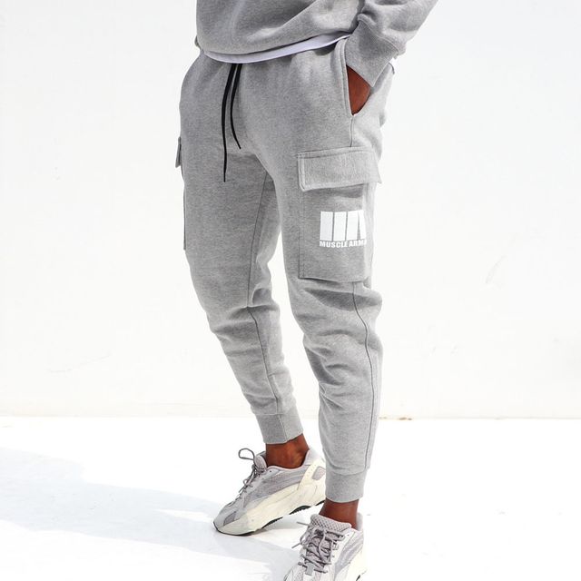 남성 머슬 카고 트레이닝 바지 머슬핏 슬림핏 운동복