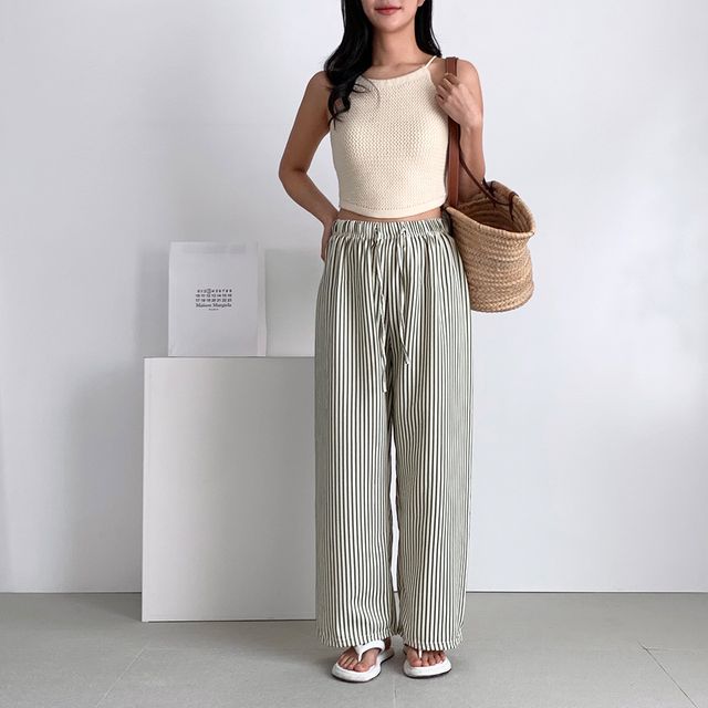 캐시스 지지미 스트라이프 와이드바지 SD-250416