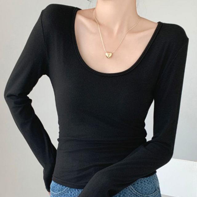 여리핏 U넥 긴팔 티셔츠 JSC-1004235