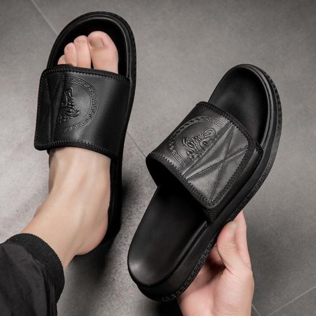 키밍 남자 고급 가죽 슬리퍼 사무실 실내화 가죽 패션