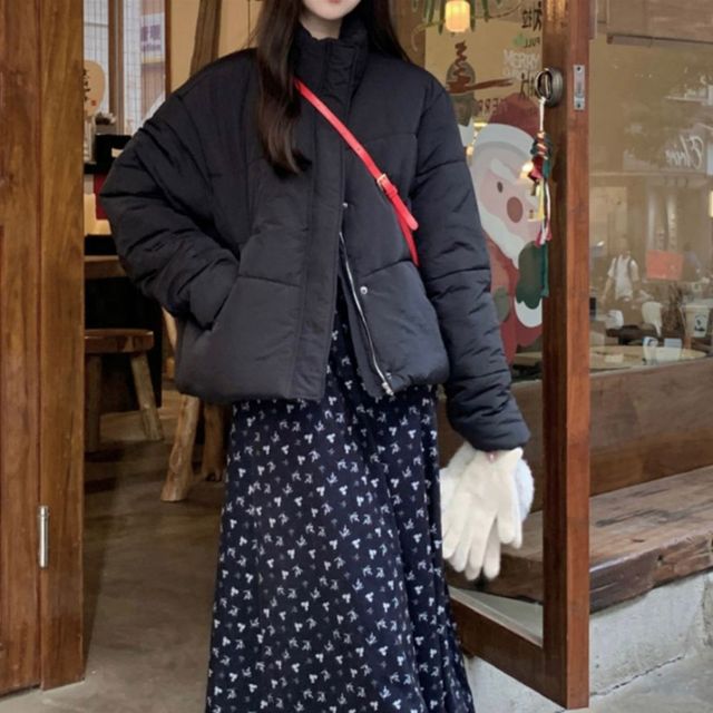 반하이넥 이중잠금 무광 숏패딩 SNY-1004951